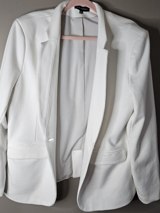 Gibson Jackets & Blazers - Gibsonlook White Open-Front Women's Blazer With Ptp 25"